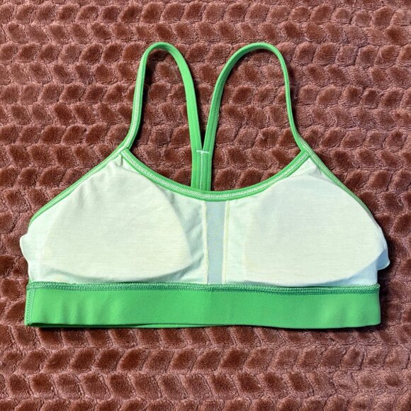Lululemon Flow Y Sports Bra IV Frond Green Light Support Run Luon Mesh Coolmax 4 - Picture 6 of 10